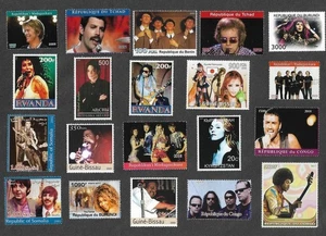 Music Pop Rock stars groups 20 all different stamps mnh + cto        9/9/25 B - Picture 1 of 1