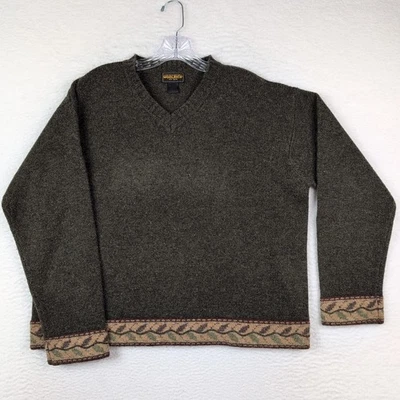 VTG Woolrich Wool V-Neck Sweater Women’s XL Leaves Branch Leaf Green - Image 1 of 4