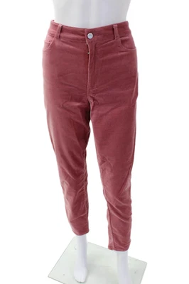 Paige Black Label Mujer Hoxton Terciopelo Ajustado Pierna Recta Pantalones Rosa Talla 30 Foto 1 de 4