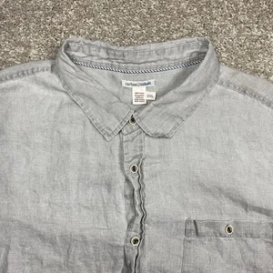 Carbon 2 Cobalt Men's 2XL Gray Short Sleeve Linen Button Up Shirt Beach 133721 - Picture 1 of 7