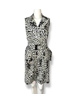 LAFAYETTE 148 Vestido Traje Sin Mangas Cinturón Estampado Animal B/N Talla XS Nuevo $698 - Imagen 1 de 12