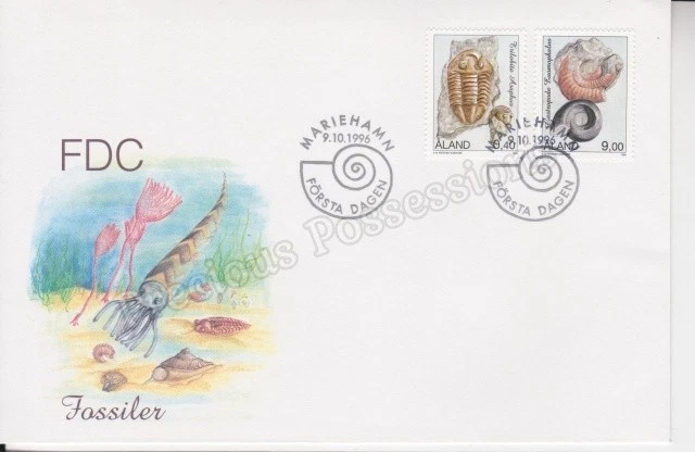ALAND FDC FIRST DAY COVER STAMP SET 1996 FOSSILS - Image 1 of 1