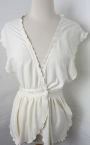 Vintage Liberated Lady Scalloped Edge Double Button Peplum Blouse Womens S - Picture 1 of 6