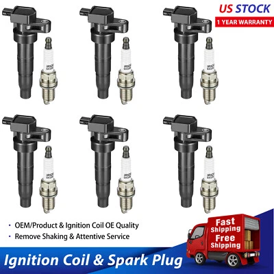 6X Bobinas de encendido + 6X Bujías para 06-10 Hyundai Sonata V6 3.3L C1544 UF546 Foto 1 de 4