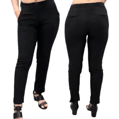 Rag & Bone Silk Blend Mid-Rise Tapered Leg Slim Ankle Slit Trouser Pant Black - Image 1 of 4