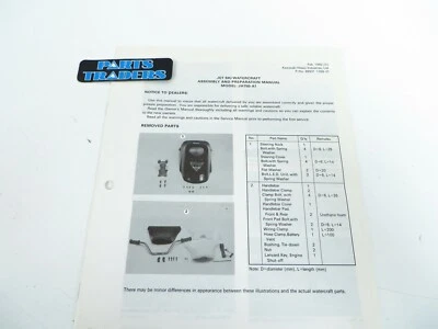 Nuevo de Lote Antiguo Original Kawasaki Montaje de Fábrica y Preparación Manual Jet Ski 750 SS 1992 Foto 1 de 2