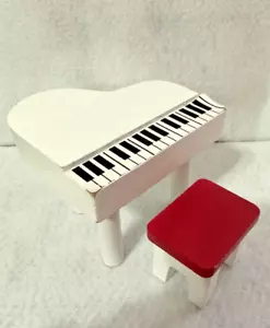 Kidkraft Wooden Dollhouse Furniture Grand Piano and Stool White & Red - Picture 1 of 6