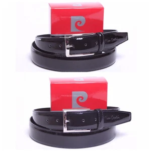 PIERRE CARDIN - CINTURA UOMO PELLE NERO VERNICE CON FIBBIA ARGENTO art. 1045 - Foto 1 di 5