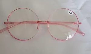 2.50 Large Round Reading Glasses Rose Frame Tinted Lens For Computer Lightweight - Picture 1 of 2
