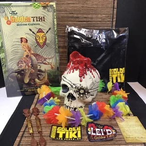 Golden Tiki Las Vegas Captain Faulkers Sangre Rojo Calavera Taza Camisa Menú NUEVO - Imagen 1 de 16