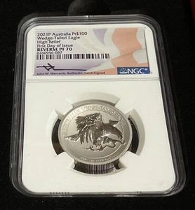 AUSTRALIAN 2021 HI RELIEF WEDGE TAIL EAGLE 1 OZ  PLATINUM REVERSE PROOF FDOI - Picture 1 of 9
