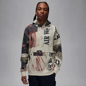 Air Jordan Hoodie AOP Heritage Knit Pullover Men’s SZ LARGE Cream FN6517-236 - Picture 1 of 3
