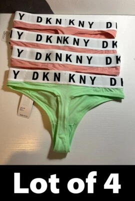 Lote de 4 Tanga DKNY DK4529 Mujer Acogedora Novio, Talla S - 3 Rosa Rojo/1 Verde Foto 1 de 4