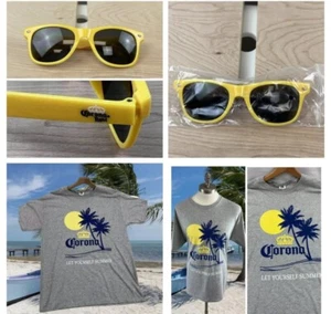 Corona Bier grau Grafik T-Shirt Promo mit Sonnenbrille - Bild 1 von 7