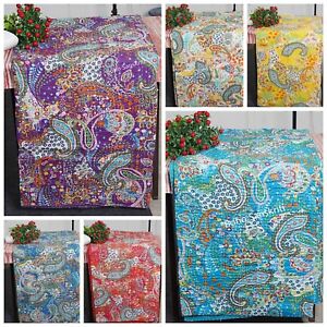 Indian Quilt Paisley Print Hand Stitched Quilt bohemian blanket coverlet Throw