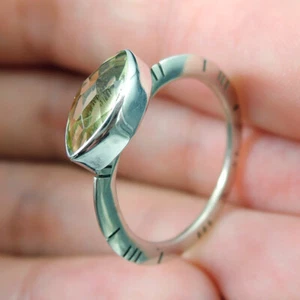 Anillo de plata esterlina 925 amarillo citrino joyería hecha a mano, O (Reino Unido) 7 1/2 (Estados Unidos) - Imagen 1 de 7