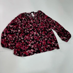 Lane Bryant Top Women’s 30 Floral Bishop longsleeeve flowy Bloomcore Career NWT - Picture 1 of 10