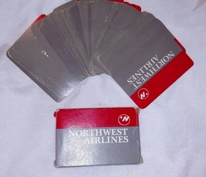 Baraja de avión de vuelo vintage de Northwest Airlines rojo gris años 70-80 - Imagen 1 de 4