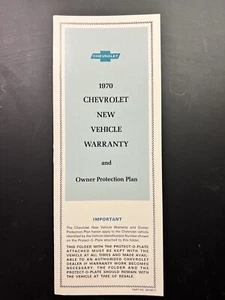 Nuevo Chevrolet 1970 nuevo libro de garantía de vehículo folleto GM 3970672 protector de placa - Imagen 1 de 10