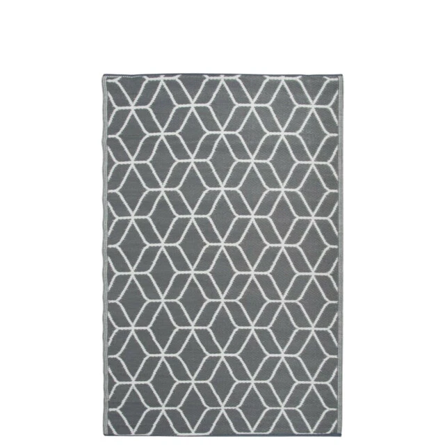 Esschert Design 180x121cm Reversible Garden Carpet with Graphic Pattern - Grey/White