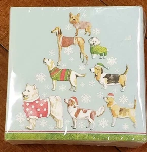 Creative Converting Christmas Dogs 40-Count Cocktail Beverage Paper Napkins NWT - Picture 1 of 3