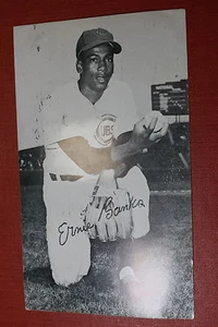 VINTAGE 1956 Chicago Cubs ERNIE BANKS autograph/auto/signed photo postcard - Picture 1 of 2