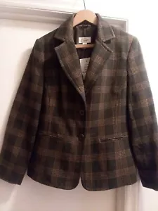 NEU Talbots Damen 4 Wollmischung kariert gefüttert Blazer Jacke schöne Erdtöne - Bild 1 von 11