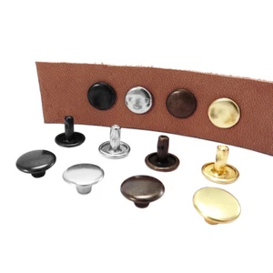Solid Brass Rust Proof Double Cap Rivets 6 7 9 mm cap Studs Leather craft Rapid - Picture 1 of 4