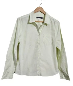 Sportscraft Size 14 White Green Stripe Long Sleeve Shirt Blouse Top Oxford Work - Picture 1 of 7