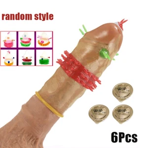 6PCS Adult Sensitive Orgasm Thin Latex Condom Dotted Ribbed Stimulate Condoms - Foto 1 di 11