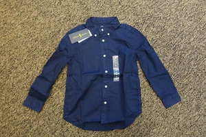 New Ralph Lauren Boy's Long Sleeve Button Down Shirt - Size 5 - Navy Blue - Picture 1 of 3
