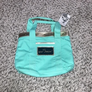 Bolso de Mano Pequeño Betsy Johnson Verde Azulado Forro de Guepardo - Imagen 1 de 4