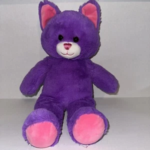 Build a Bear Plum Kitty Plush, Purple & Pink Ears, Soft Stuffed Animal, 15" - Picture 1 of 2