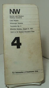 Norfolk & Western Railway Timetable  - Lake Region - Pittsburgh Division - 1971 - Picture 1 of 2