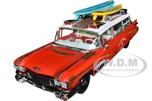 1959 CADILLAC ELDORADO AMBULANCE RED "SURF SHARK" 1/18 DIECAST AUTO WORLD AW312 - Picture 1 of 7