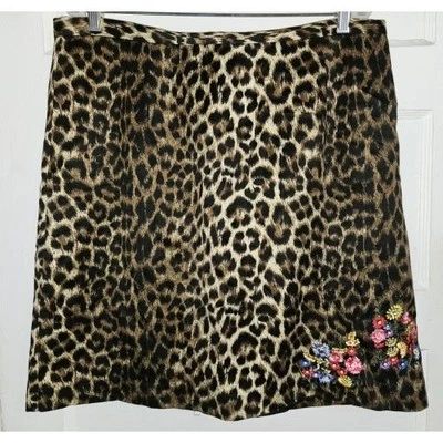 * NEWPORT NEWS Falda Estilo Fácil Forrada Estampado Animal Damas Talla 18 Bordada Foto 1 de 4