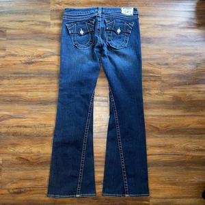 True Religion Joey Twisted Boot Cut Blue Jeans Womens 32 Vintage Made In USA - Picture 1 of 17