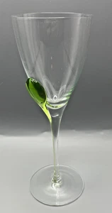 Wine Glass Clear with Green Blob Pull "Tulip Style" 1pc Beautiful Quality - Picture 1 of 10