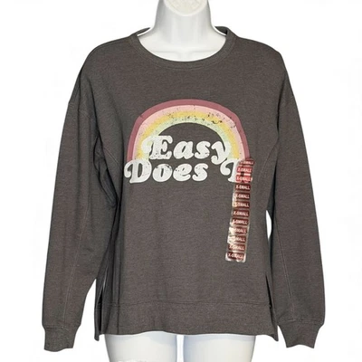 Sudadera Wildfox Easy Does It Rainbow Talla XS Gris Carbón Gráfico Pullover Nueva con Etiquetas Foto 1 de 4