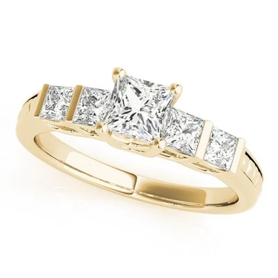 1.60 Ct Princess Cut Lab Created Diamond Anniversary Ring 14k Yellow Gold Size 6 - Image 1 of 4