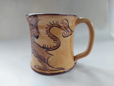 VINTAGE TEIFI STUDIO POTTERY DRAGON MUG, SGRAFFITO  EARTHENWARE - Image 1 of 4