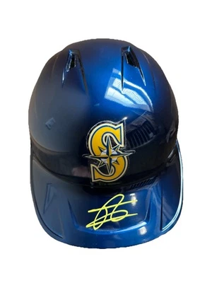 Casco de bateo tamaño completo firmado por Julio Rodríguez Mach Seattle Mariners autógrafo Foto 1 de 4