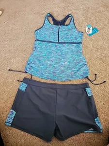 Neu mit Etikett Free Country Damen 2-teiliges Bademode Tankini Shorts Set XL 16 NEU - Bild 1 von 3