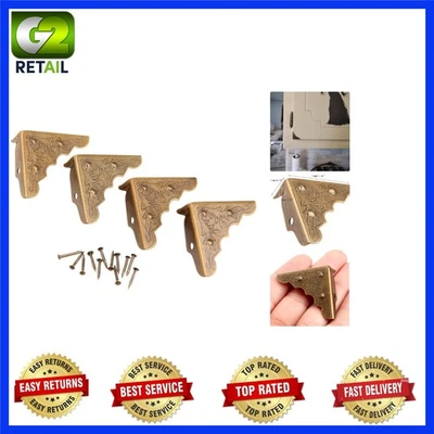 Protectores de esquina de latón antiguos en forma de L de 16 piezas para defensa de muebles elegantes Foto 1 de 4