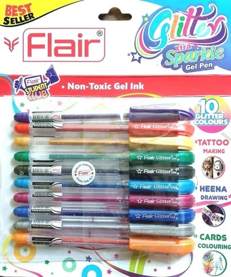 Xtra Sparkle Glitter Gel 10 Colours Xtra Sparkle Gel Pen By Flair