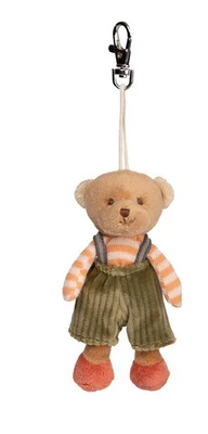 Bukowski Schlüsselanhänger Teddybär Baby Mavi in grüner Latzhose 10 cm braun - Bild 1 von 2