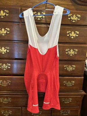SMS Santini Men's Racing Cycling Bib Shorts Size XL 50 Red White Padded GUC - Image 1 of 4
