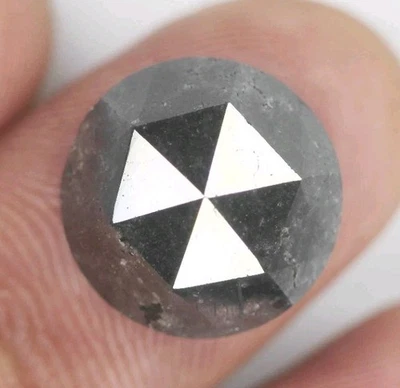 16.89 Ct Natural Loose Black Color Round Rose Cut Beautiful Engagement Diamond - Image 1 of 4