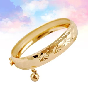 2 Pack Simulated Gold Bracelet Child Infant Bell Bangles Daughter Kids - Picture 1 of 12