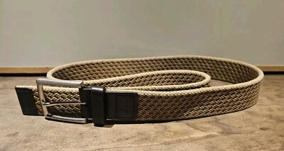 Cinto masculino Tommy Bahama bege tecido algodão e acabamento em couro marrom tamanho 42  - Imagem 1 de 4